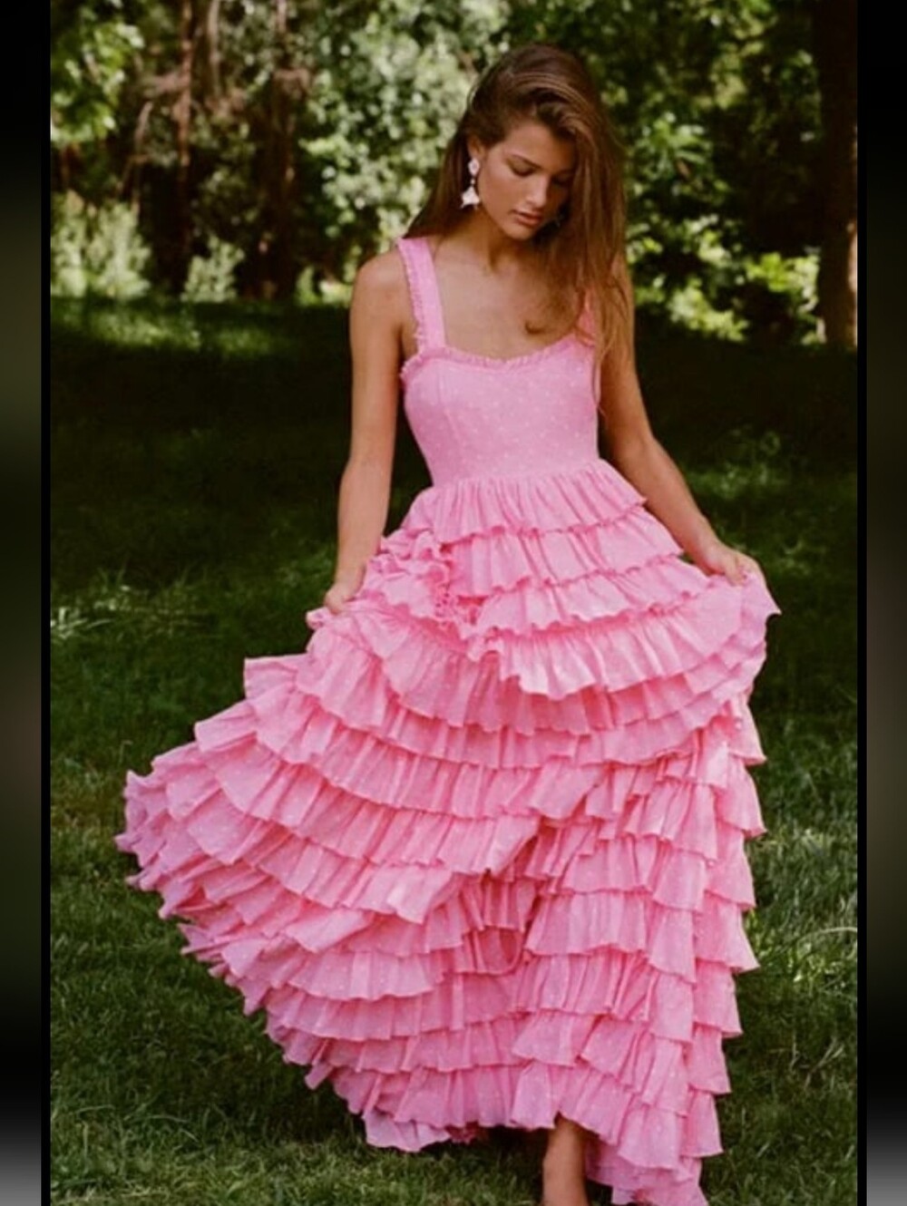 LoveShackFancy Idra Dress in hot pink cherry,